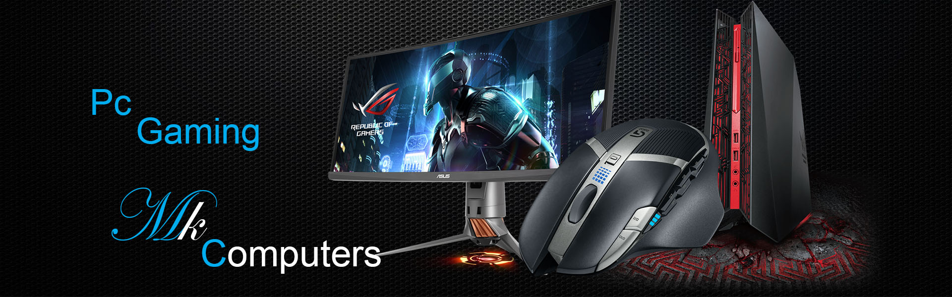 PC Gaming MK Computers: monitor curvo, mouse gaming e PC